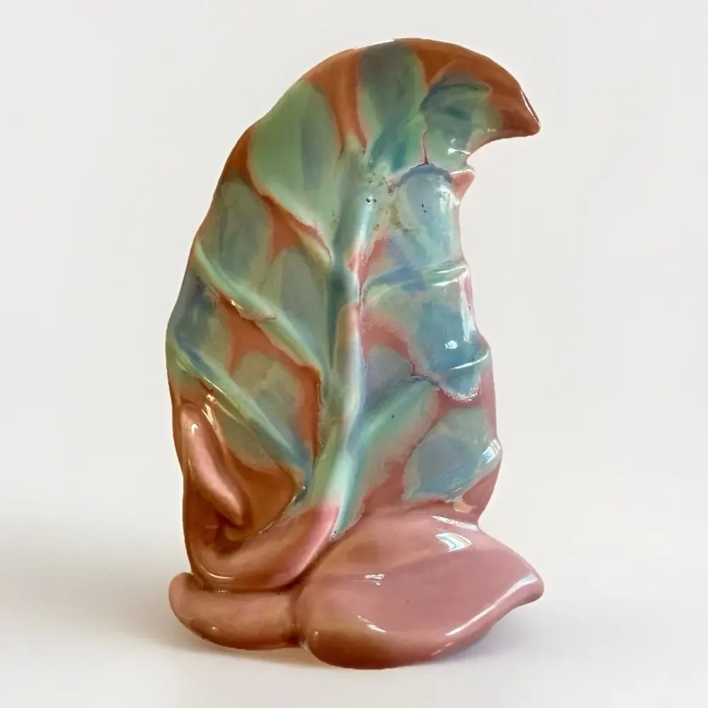MCM Royal Haeger Leaf Vase 6x4” Marble Glaze Ceramic Vintage Mid Century